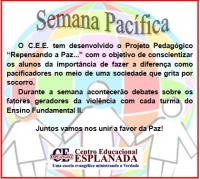 Centro Educacional Esplanada - Campo Grande - Zona Oeste - RJ - SEMANA DA PAZ NO CEE - cdigo foto:  12250